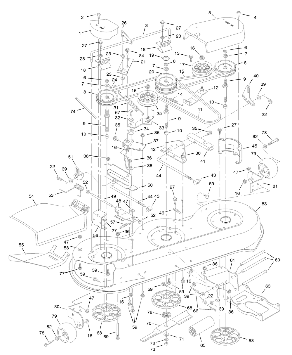 Mower Housing Diagram and Parts List for 46906X99A 1996 Briggs and Stratton Lawn Tractor
